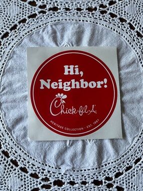 NEW Chick-Fil-A Hi Neighbor decal sticker red & white